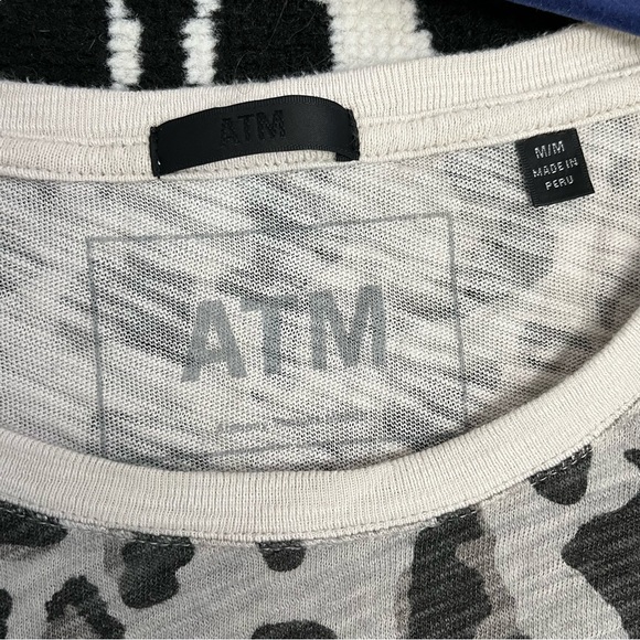 ATM Anthony Thomas Melillo Leopard Print Long Sleeve Gray Tee Size Medium - Picture 4 of 6